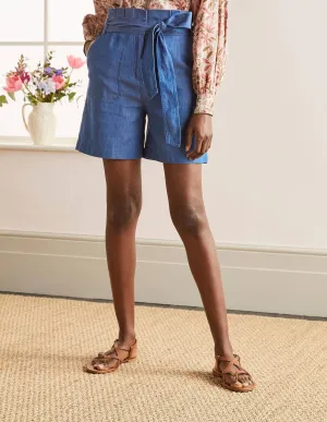Elgin Paperbag Shorts-Chambray