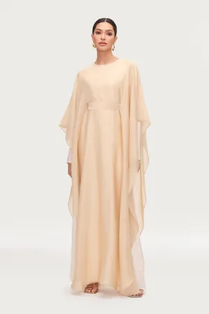 Ethereal Silk Tie Waist Maxi Dress - Champagne