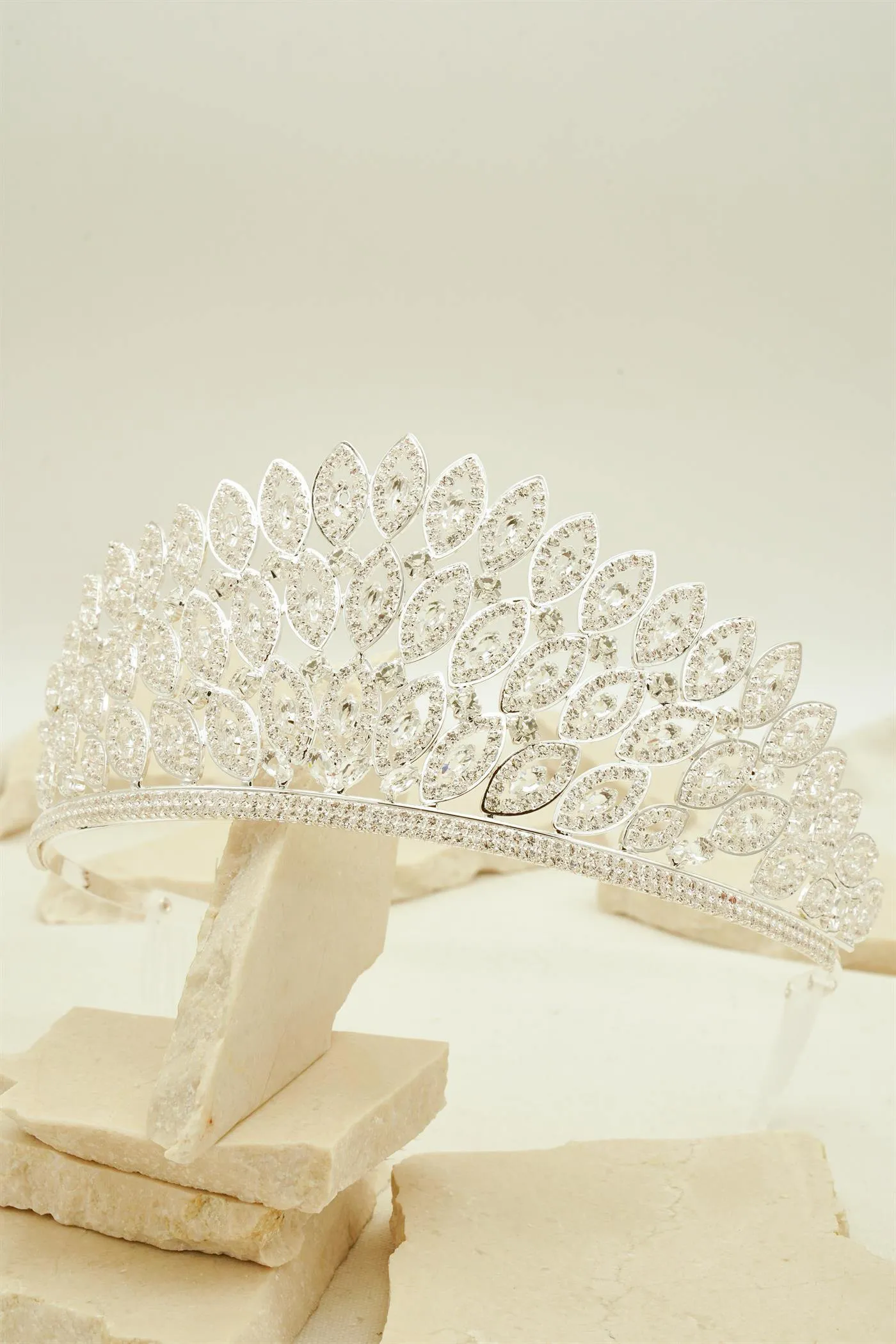 Feather Style Rhinestone Wedding Tiara Crown
