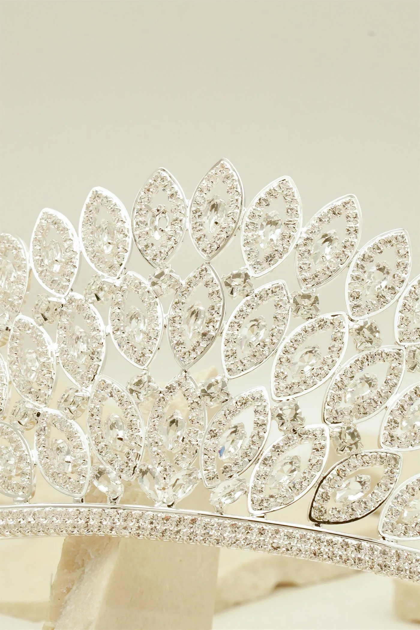 Feather Style Rhinestone Wedding Tiara Crown
