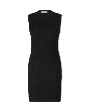 FF Embossed Sleeveless Black Dress