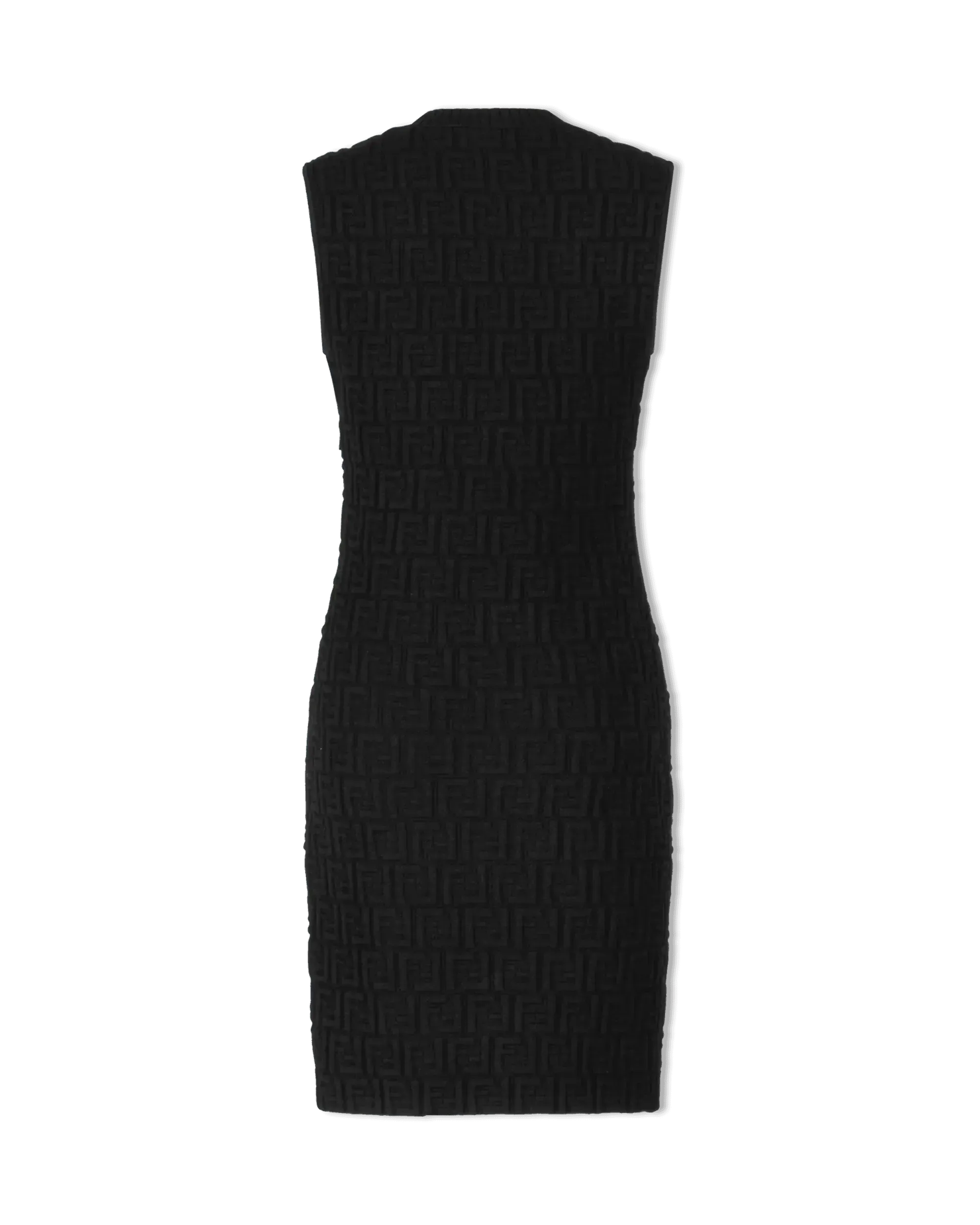 FF Embossed Sleeveless Black Dress