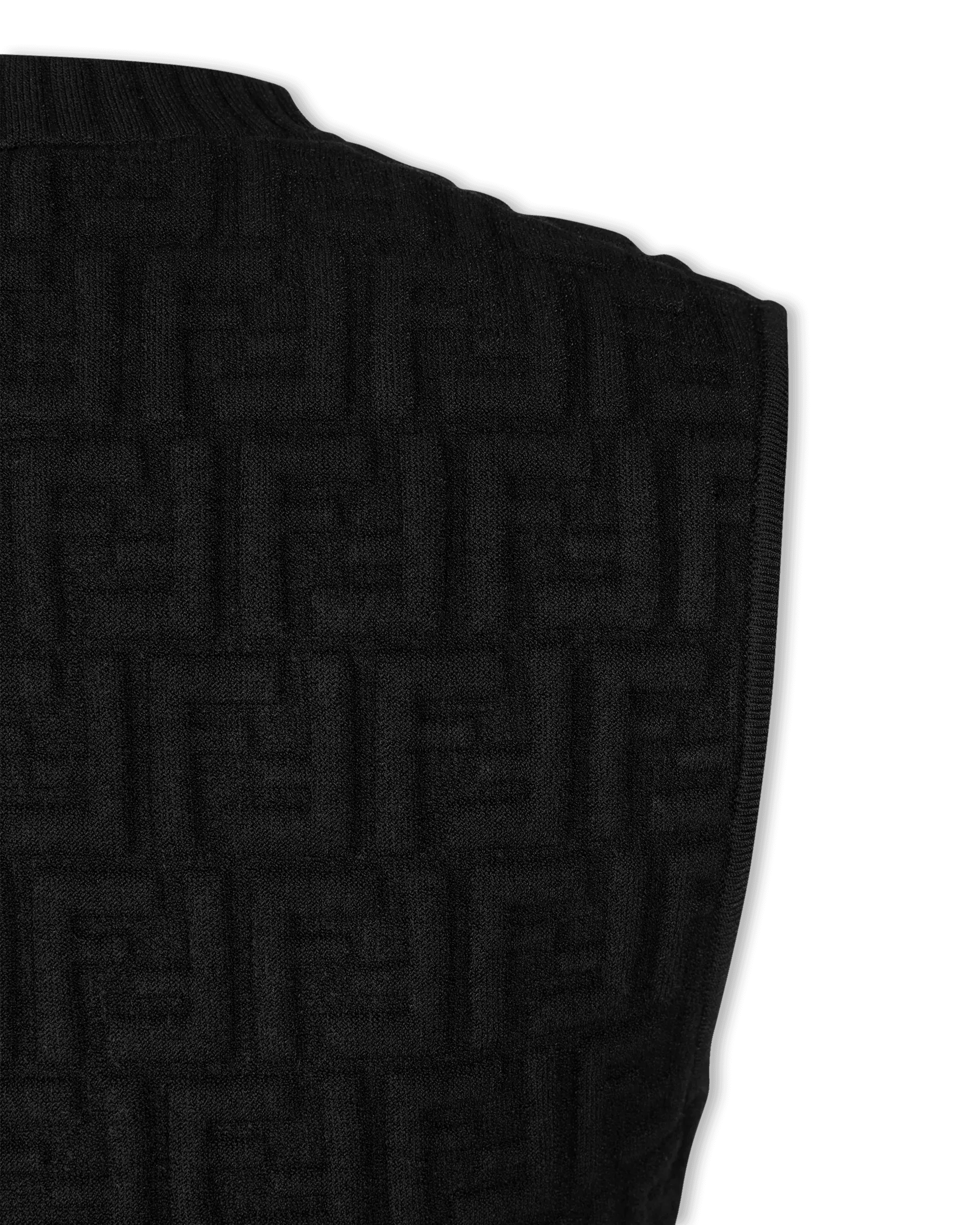FF Embossed Sleeveless Black Dress