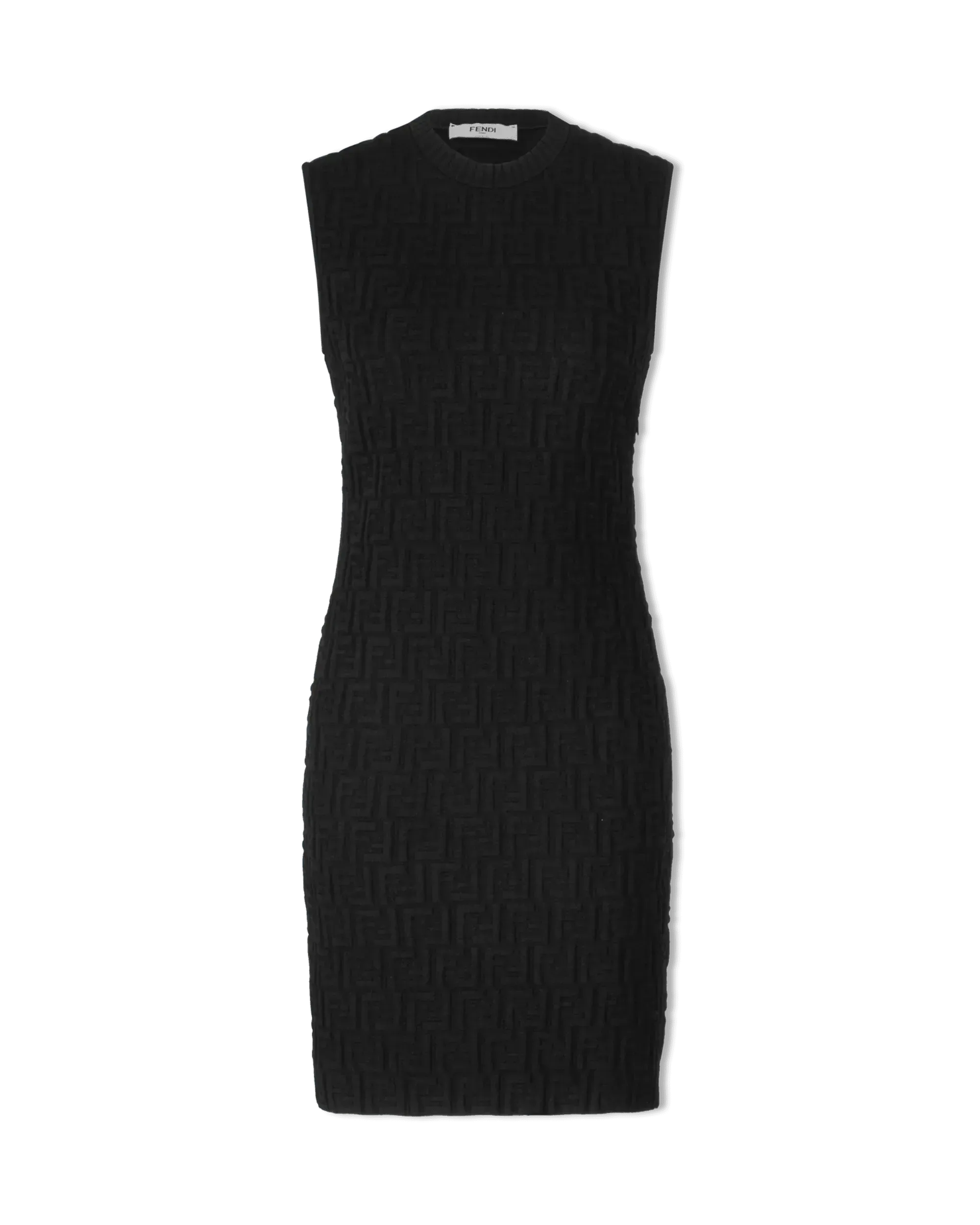FF Embossed Sleeveless Black Dress