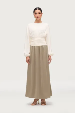 Flowy Satin Maxi Skirt - Sage