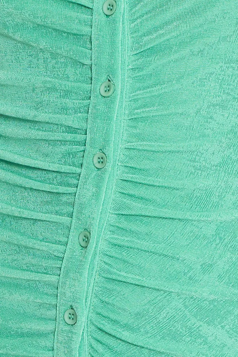 Green Mini Dress Slinky Ruched