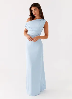Heart Of Glass Satin Maxi Dress - Blue