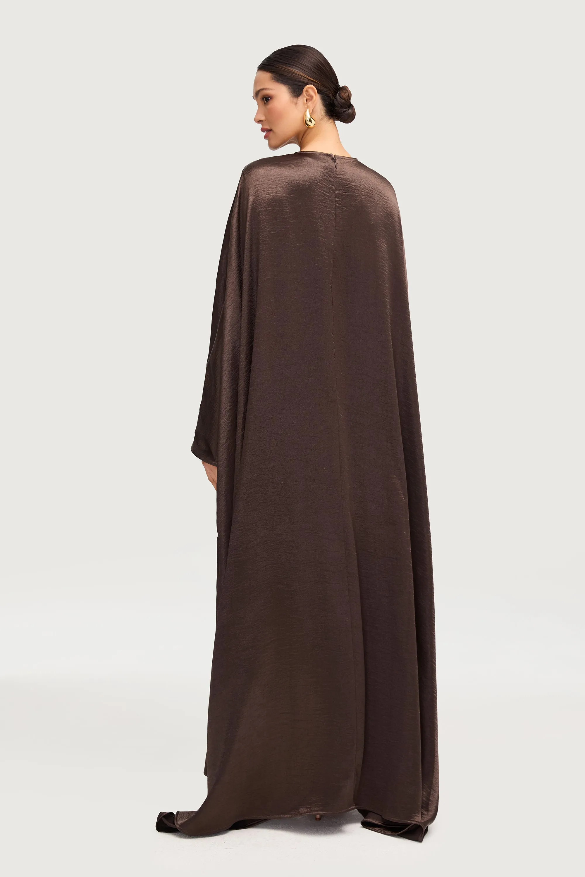 Iridescent Butterfly Inner Tie Abaya Dress - Qahwa