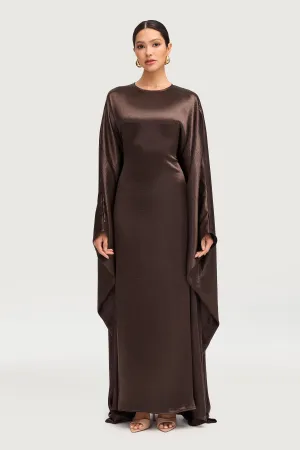 Iridescent Butterfly Inner Tie Abaya Dress - Qahwa