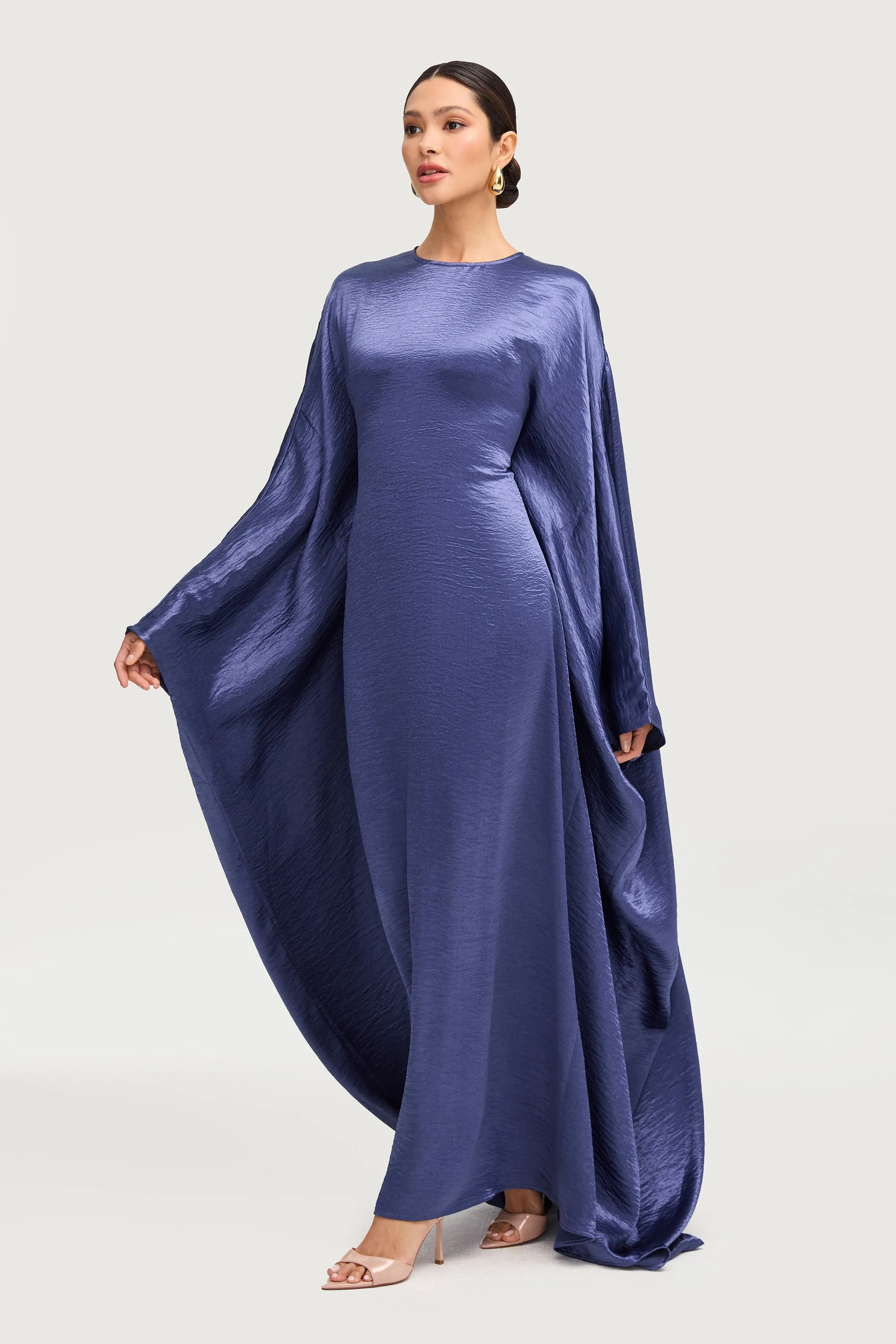 Iridescent Butterfly Inner Tie Abaya Dress - Twilight
