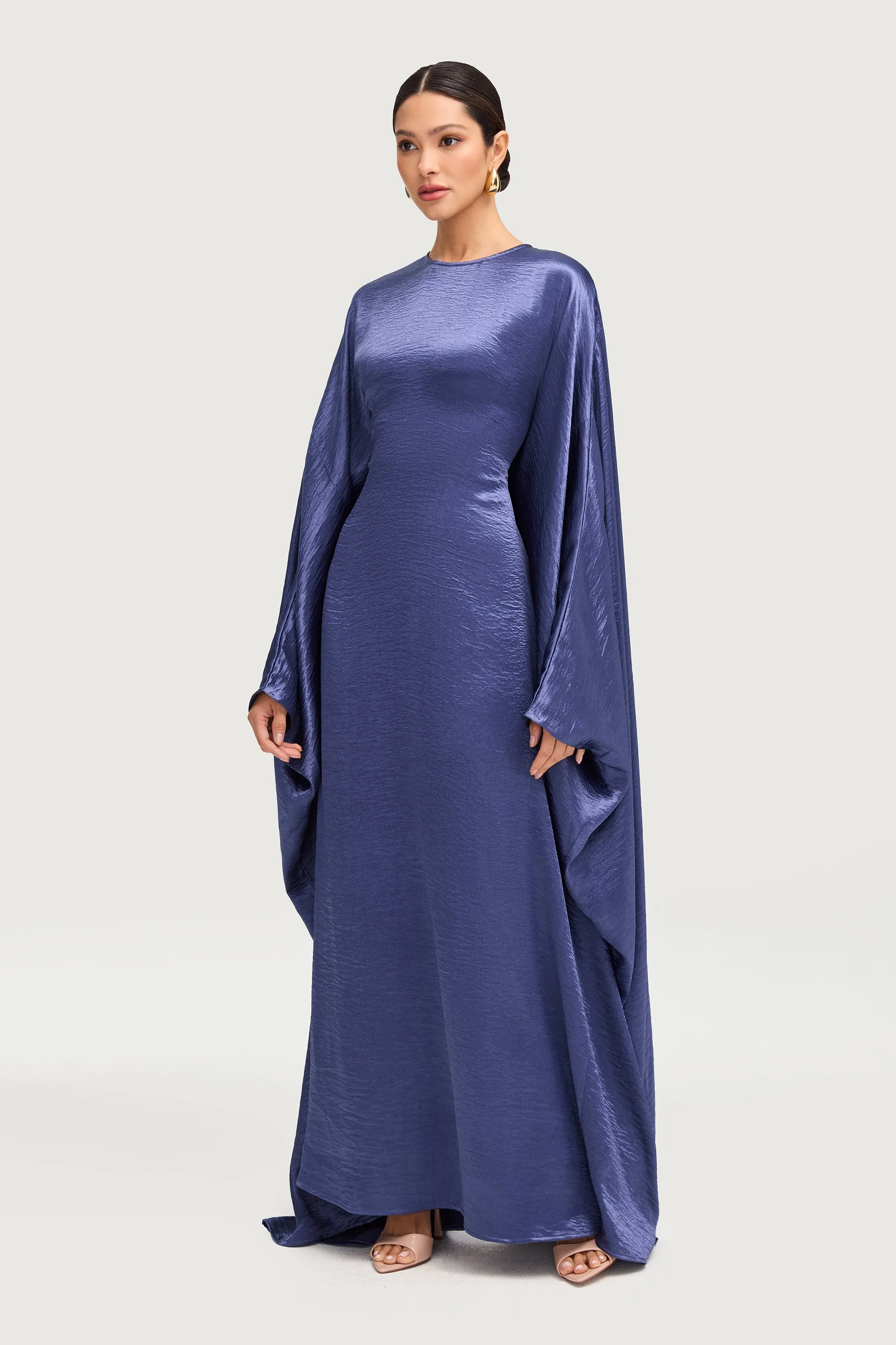 Iridescent Butterfly Inner Tie Abaya Dress - Twilight