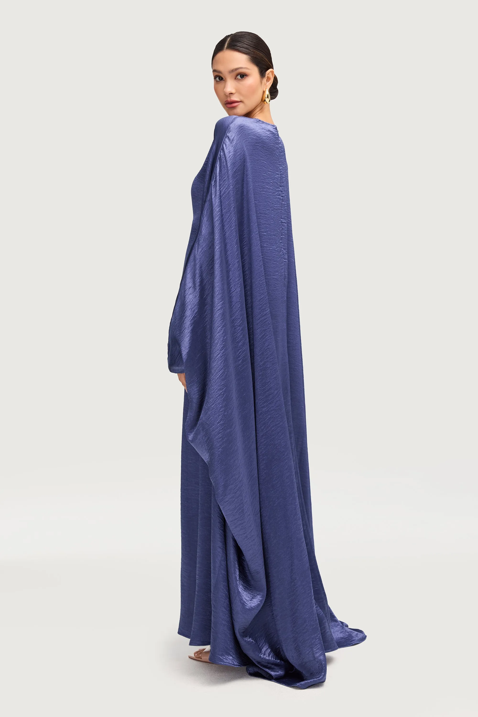 Iridescent Butterfly Inner Tie Abaya Dress - Twilight