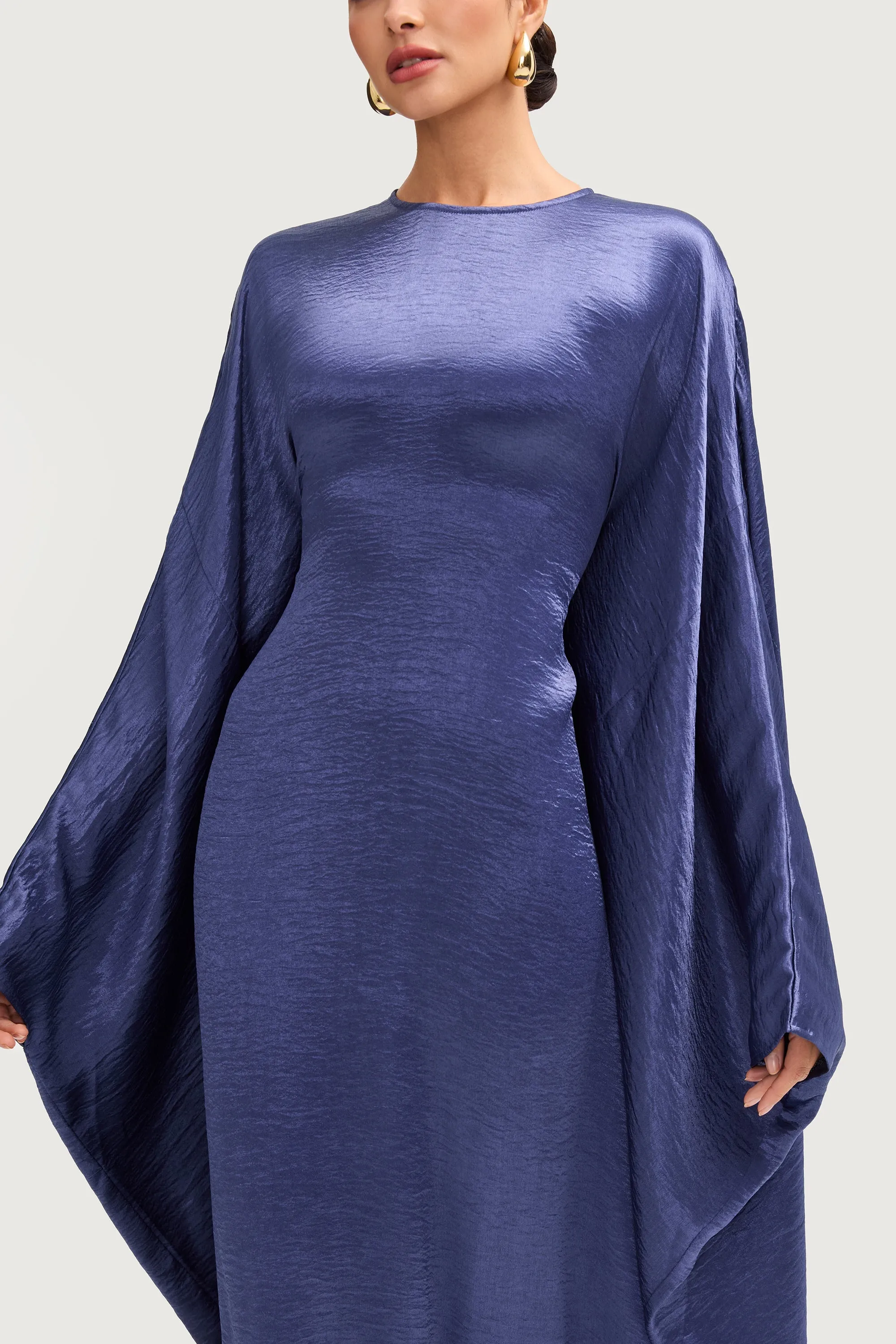 Iridescent Butterfly Inner Tie Abaya Dress - Twilight