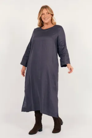 Jarla Linen Midi Dress in Charcoal