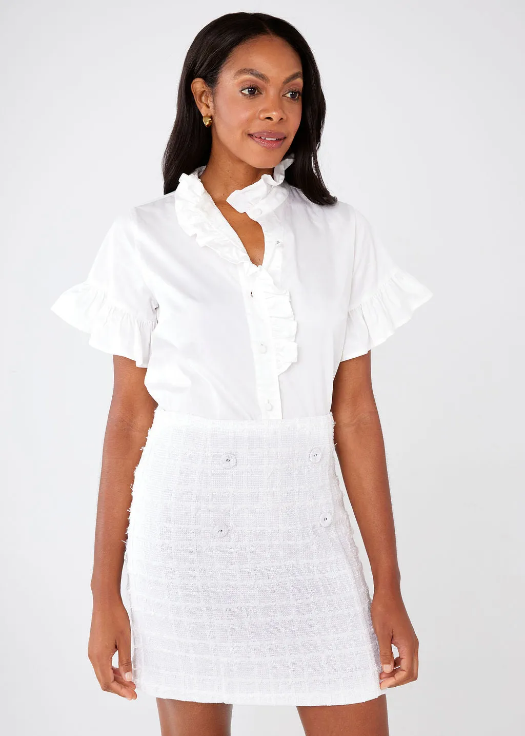 Jessica Skirt White Checkerboard Tweed