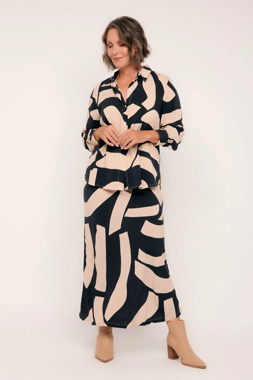 Katie Bias Cut Skirt in Nightfall