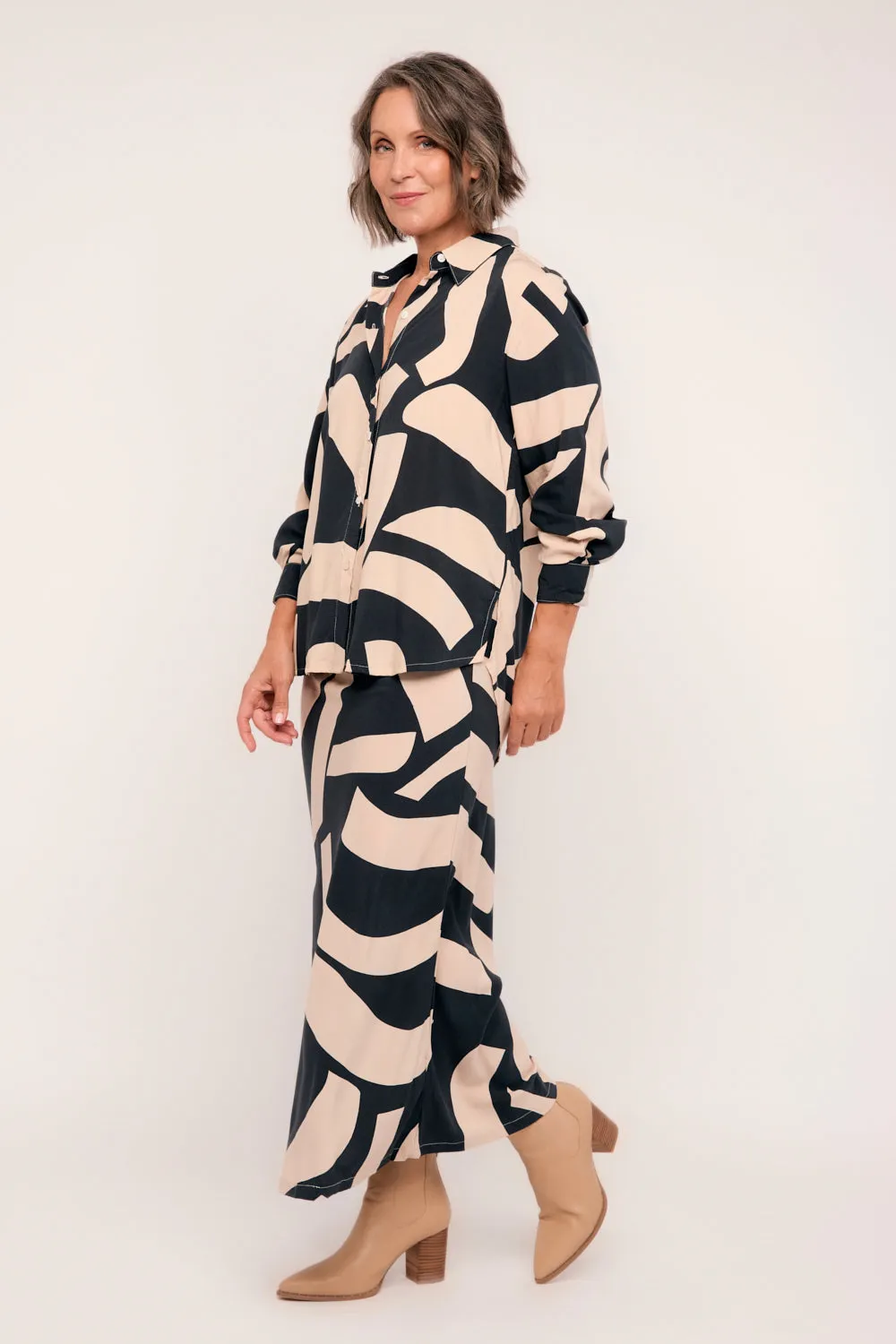 Katie Bias Cut Skirt in Nightfall