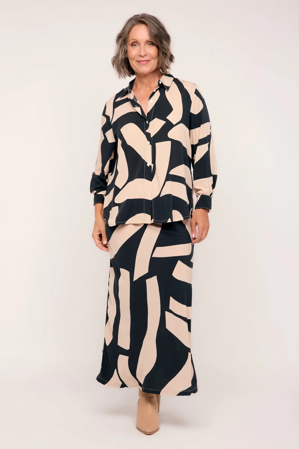 Katie Bias Cut Skirt in Nightfall