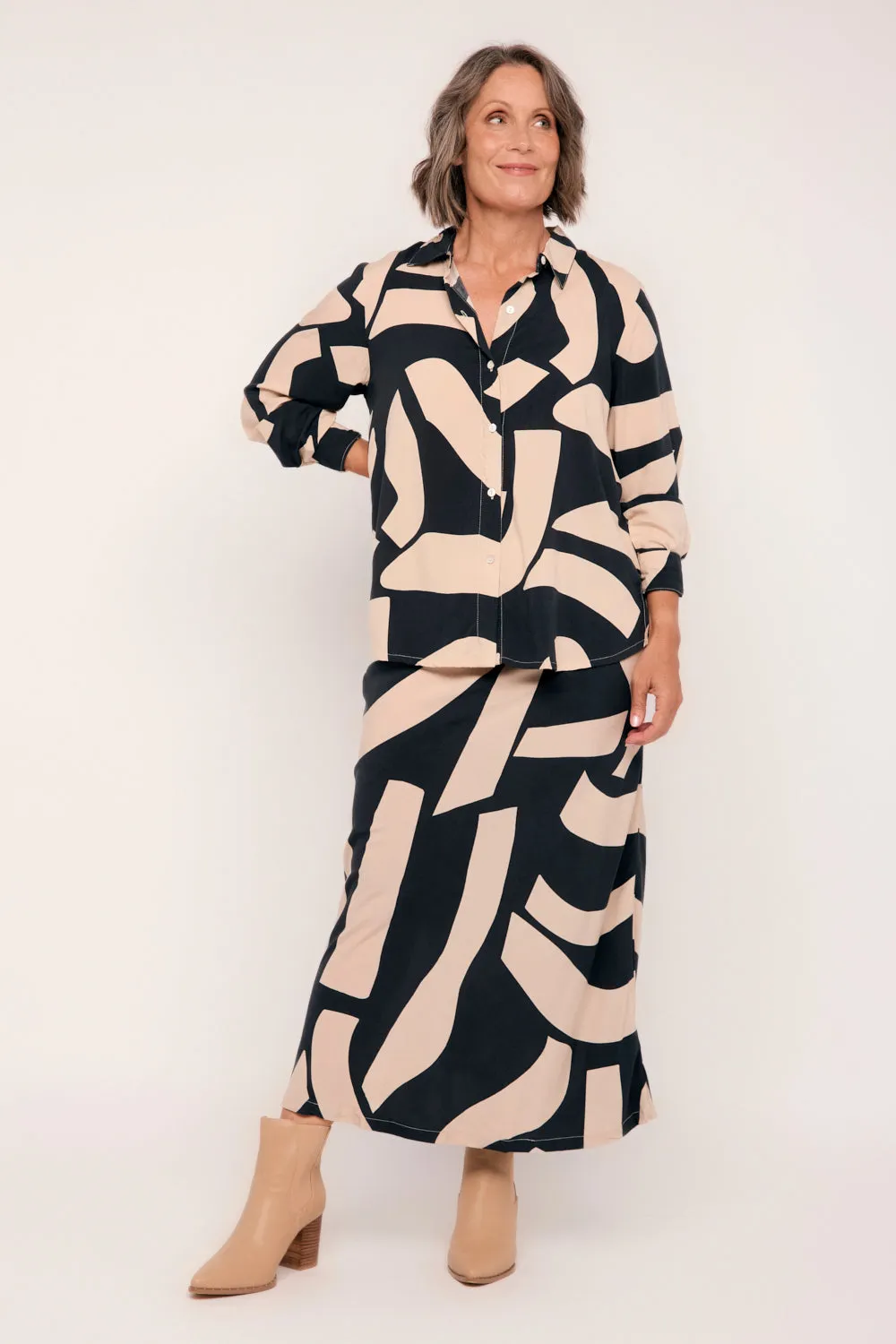 Katie Bias Cut Skirt in Nightfall