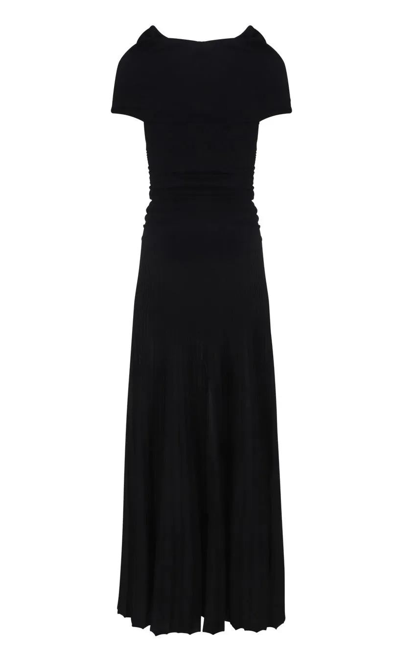 Khaite Marca Off-Shoulder Ruched Bodice Midi Dress
