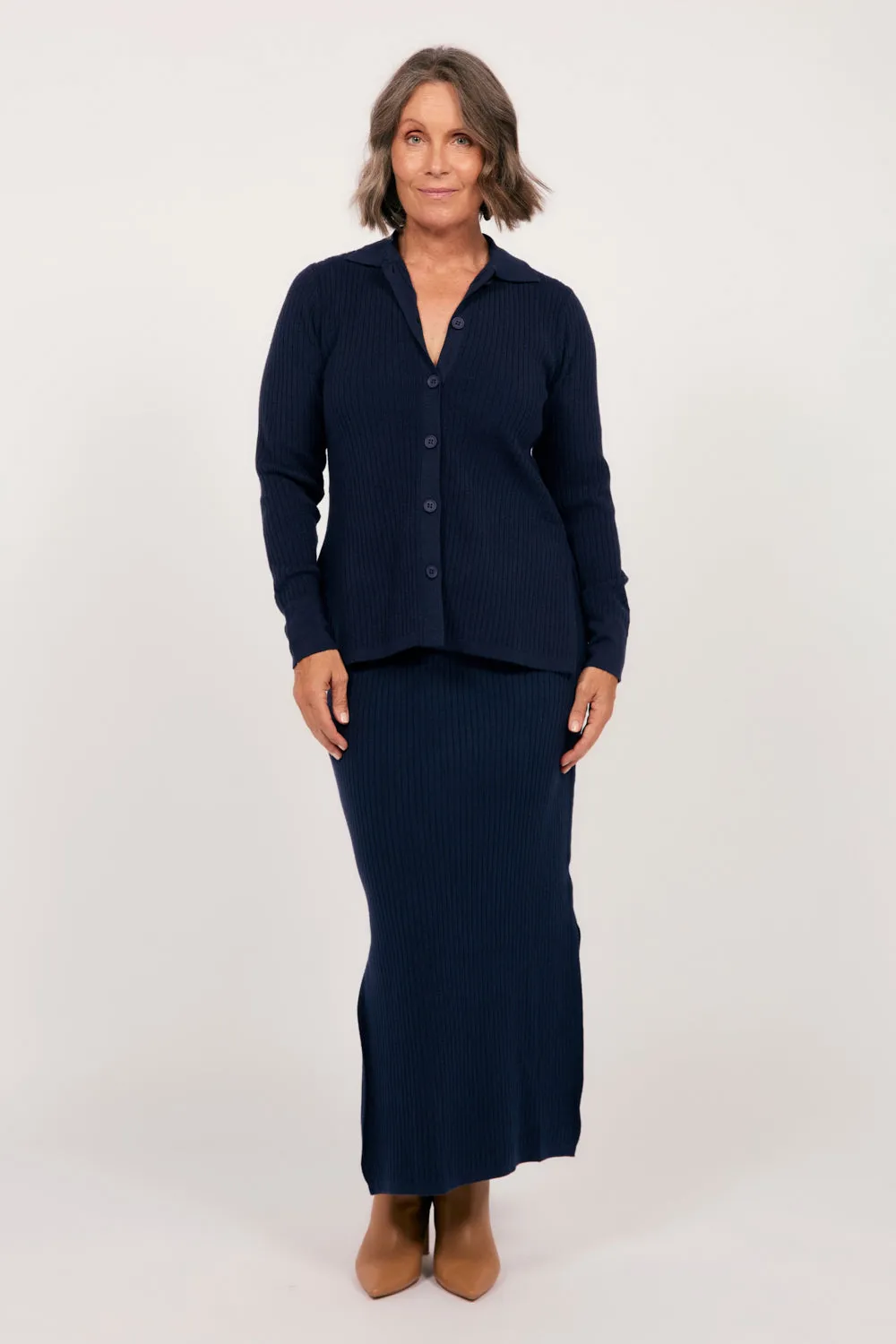 Knitted Skirt in Navy