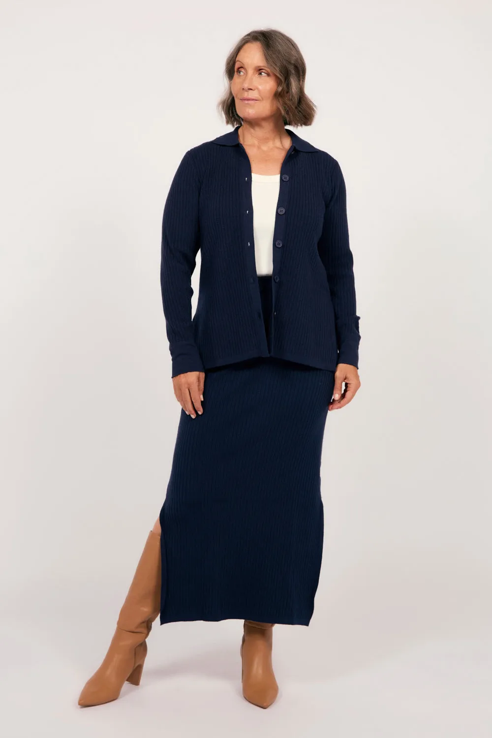 Knitted Skirt in Navy