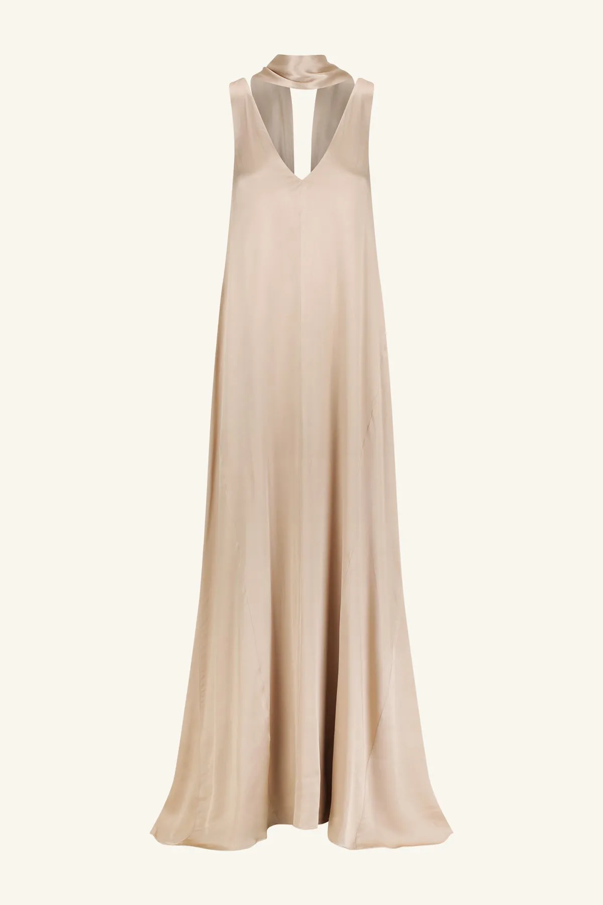 LA LUNE SCARF PANELLED MAXI DRESS - GOLD