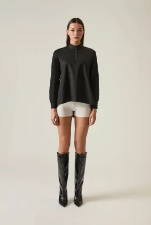 Lace Cotton Black Shirt