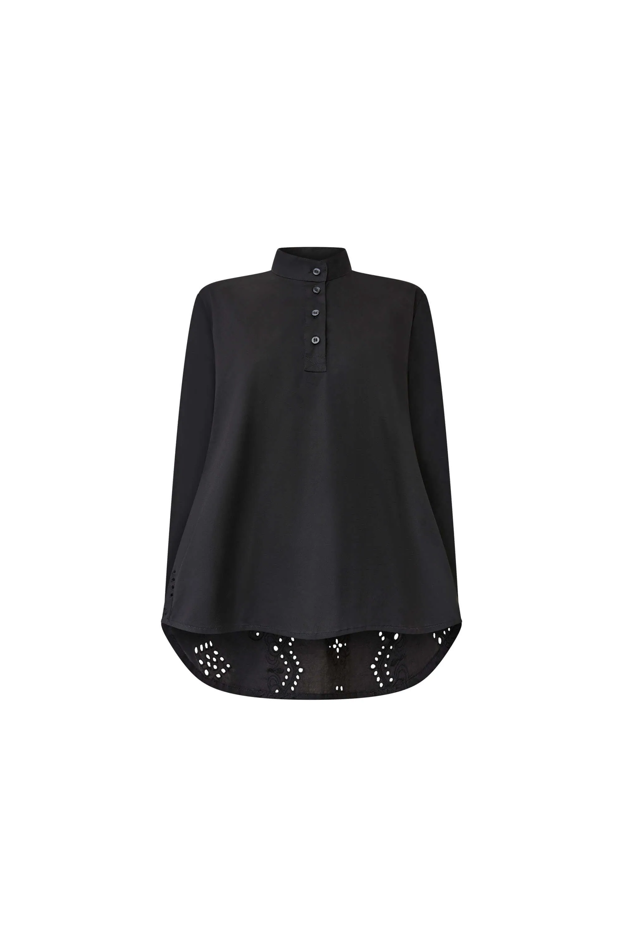 Lace Cotton Black Shirt