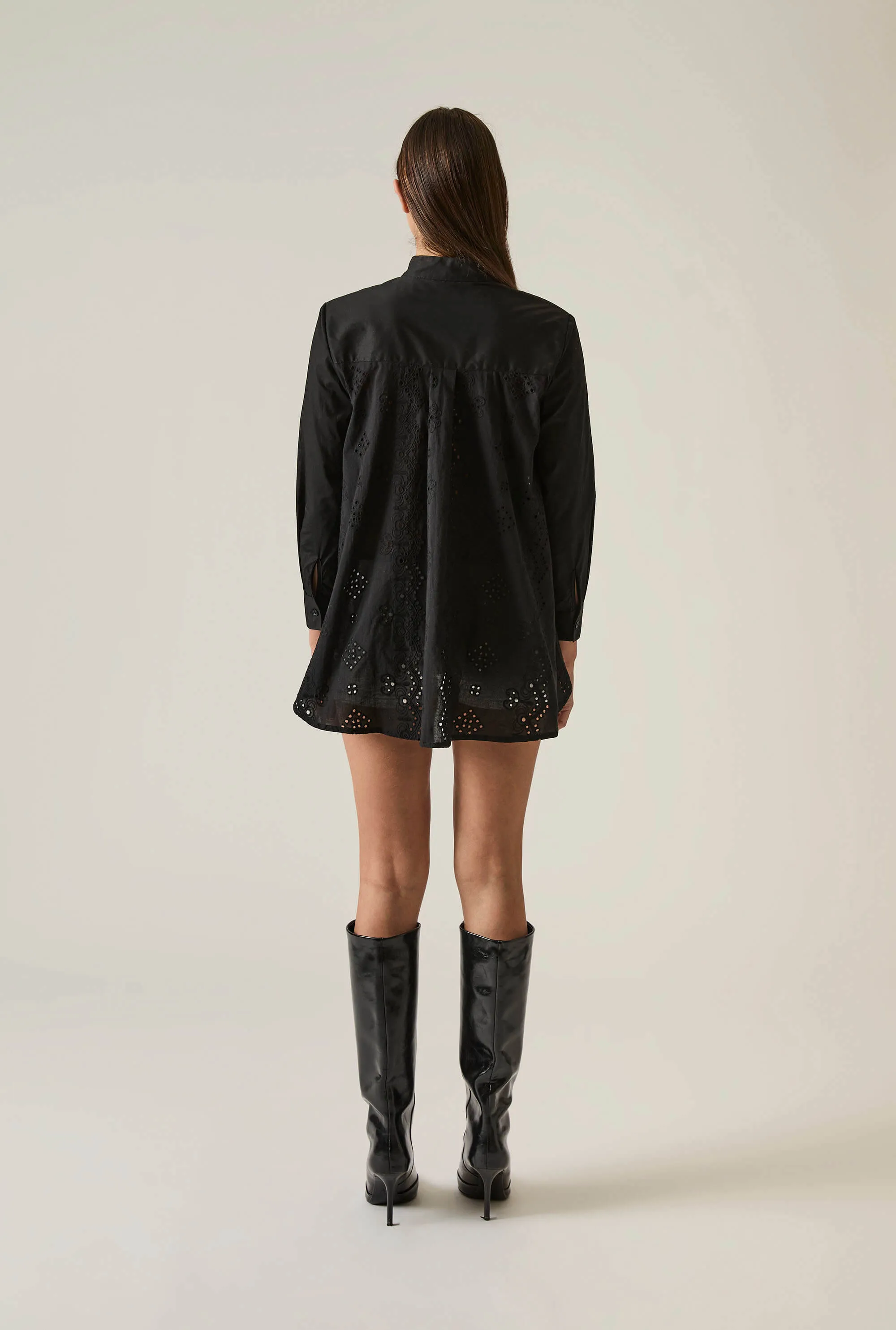 Lace Cotton Black Shirt