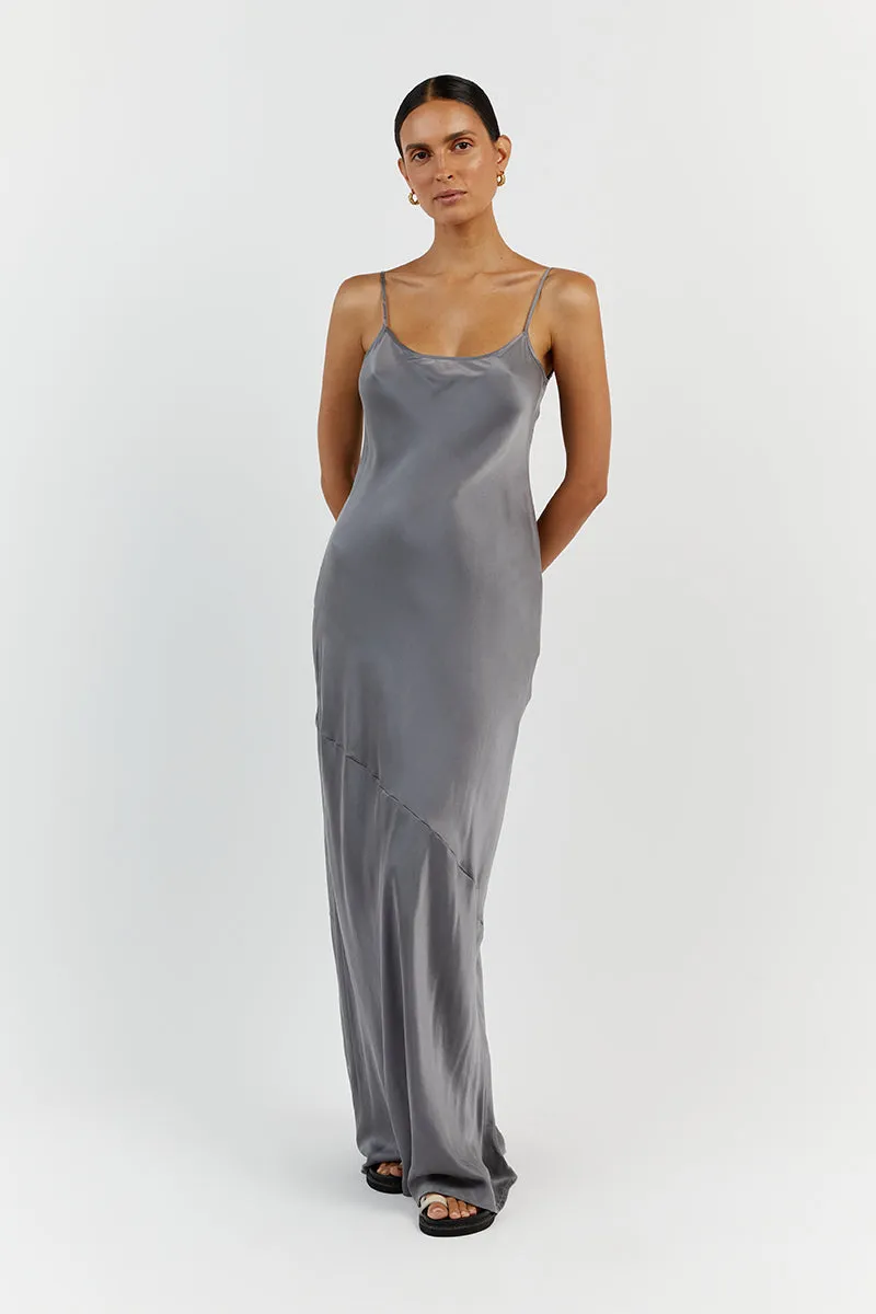 LAYLA CHARCOAL SILK MAXI DRESS