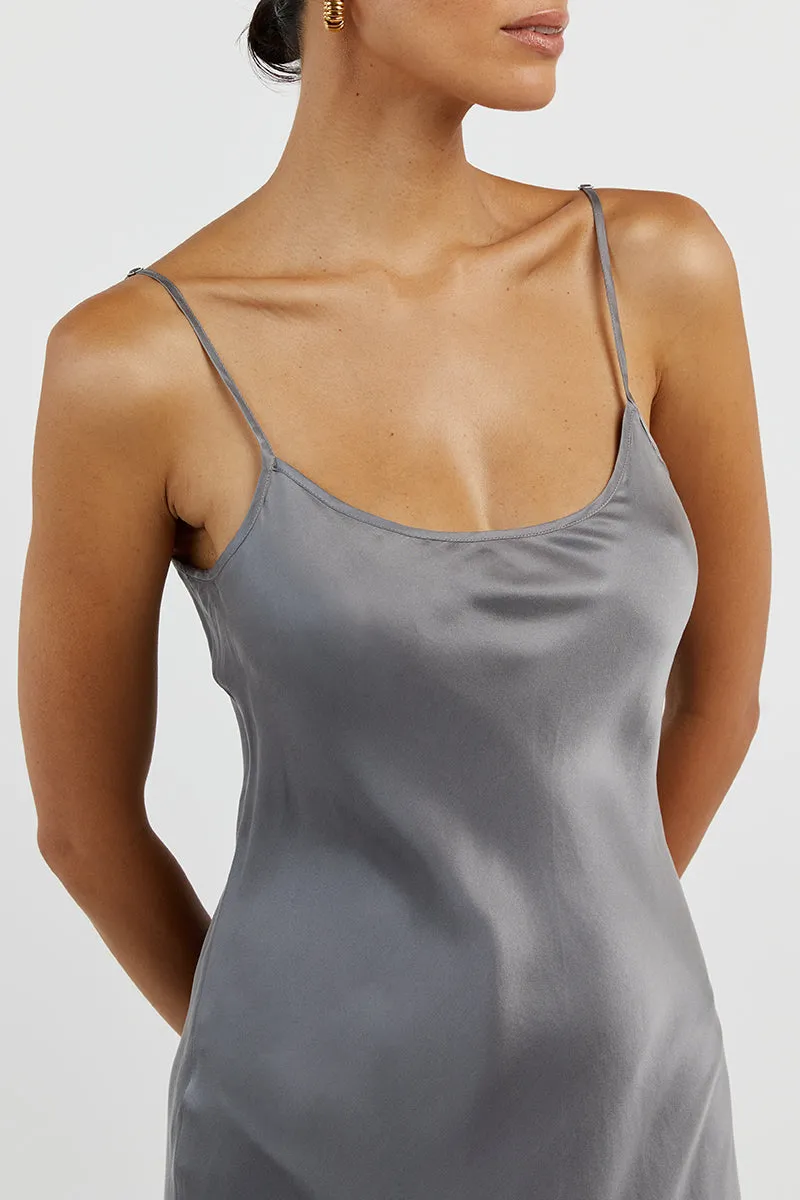 LAYLA CHARCOAL SILK MAXI DRESS