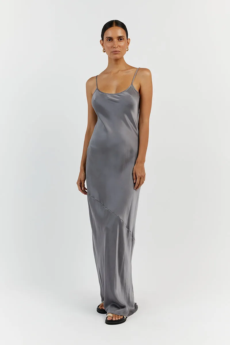 LAYLA CHARCOAL SILK MAXI DRESS