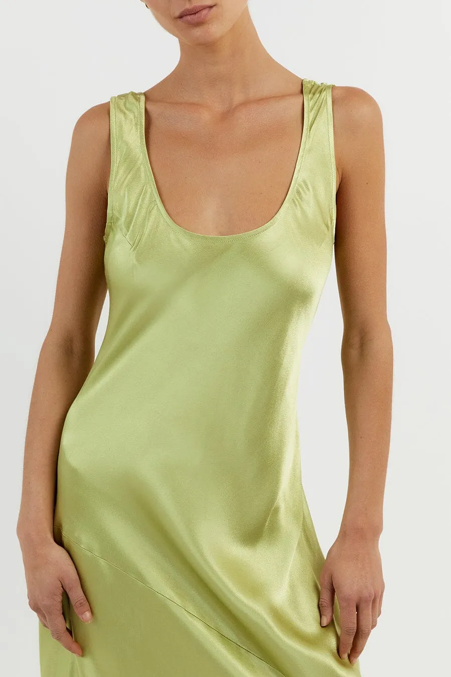 LEA LIME SATIN MAXI DRESS