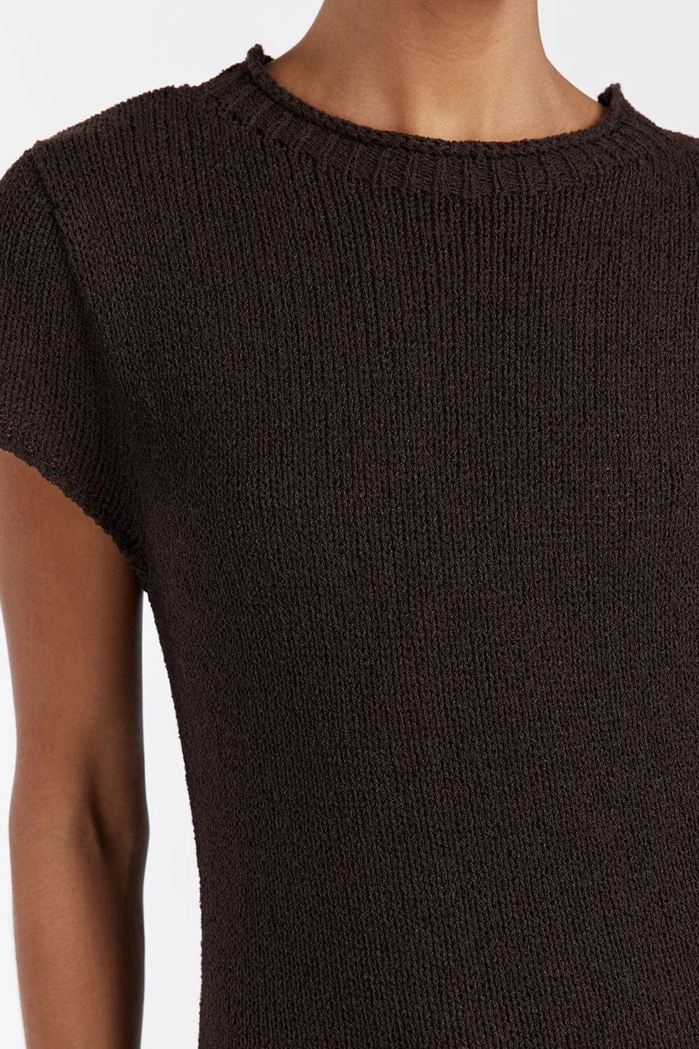 LEO BITTER CHOC KNIT MIDI DRESS