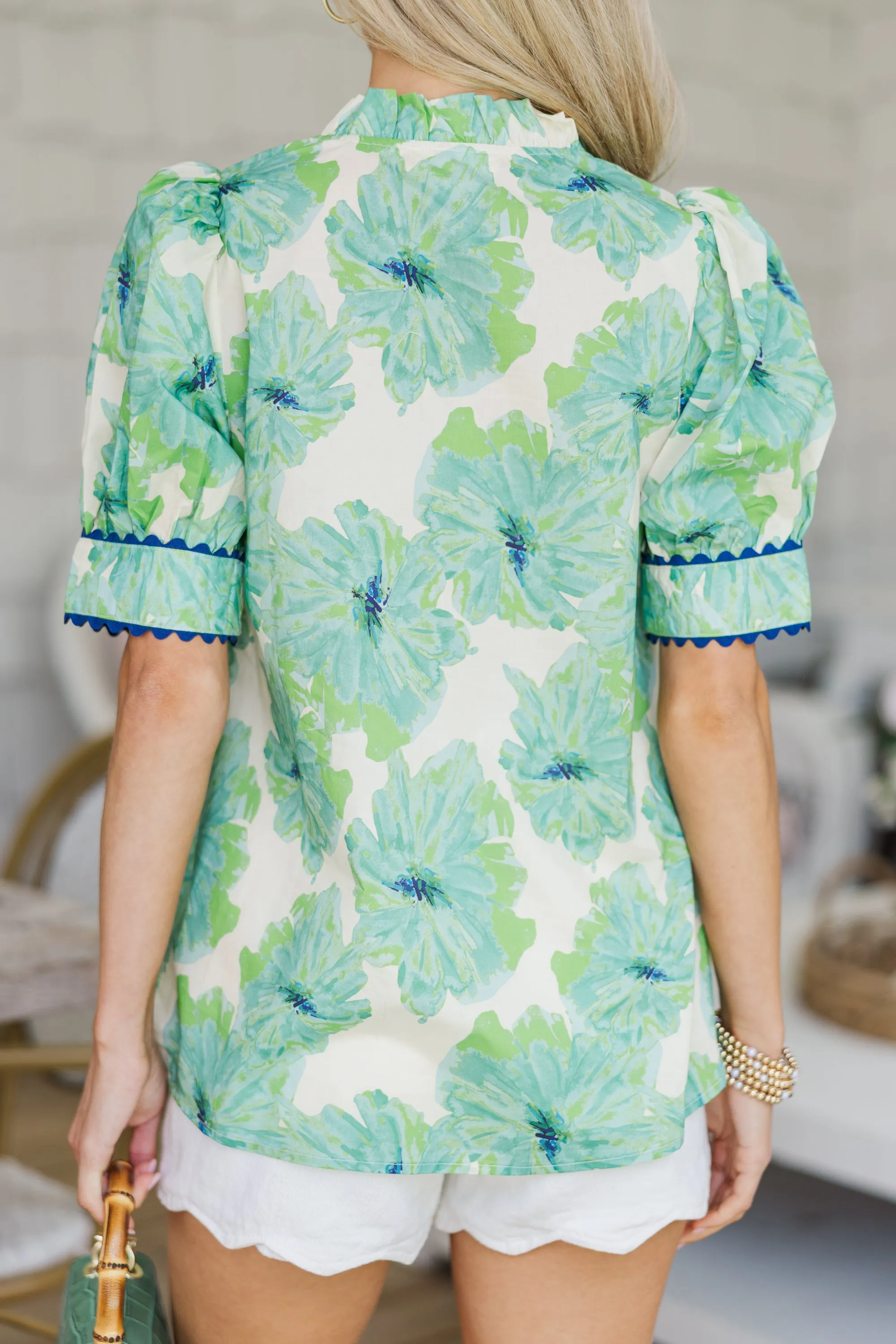 Life Lessons Mint Green Floral Blouse