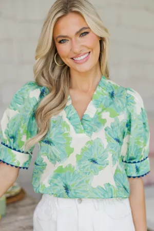 Life Lessons Mint Green Floral Blouse