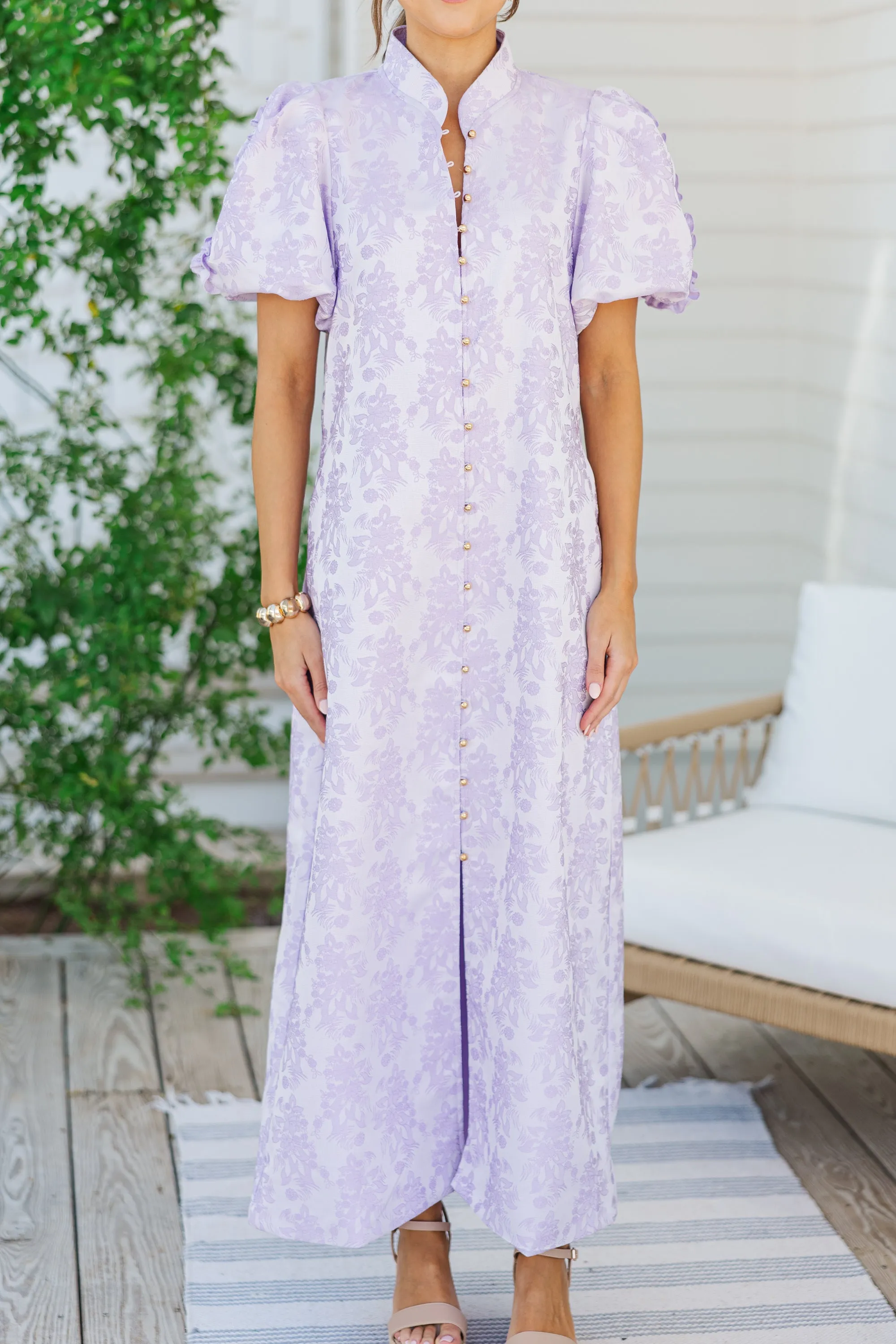 Listen To Me Lavender Purple Floral Midi Dress