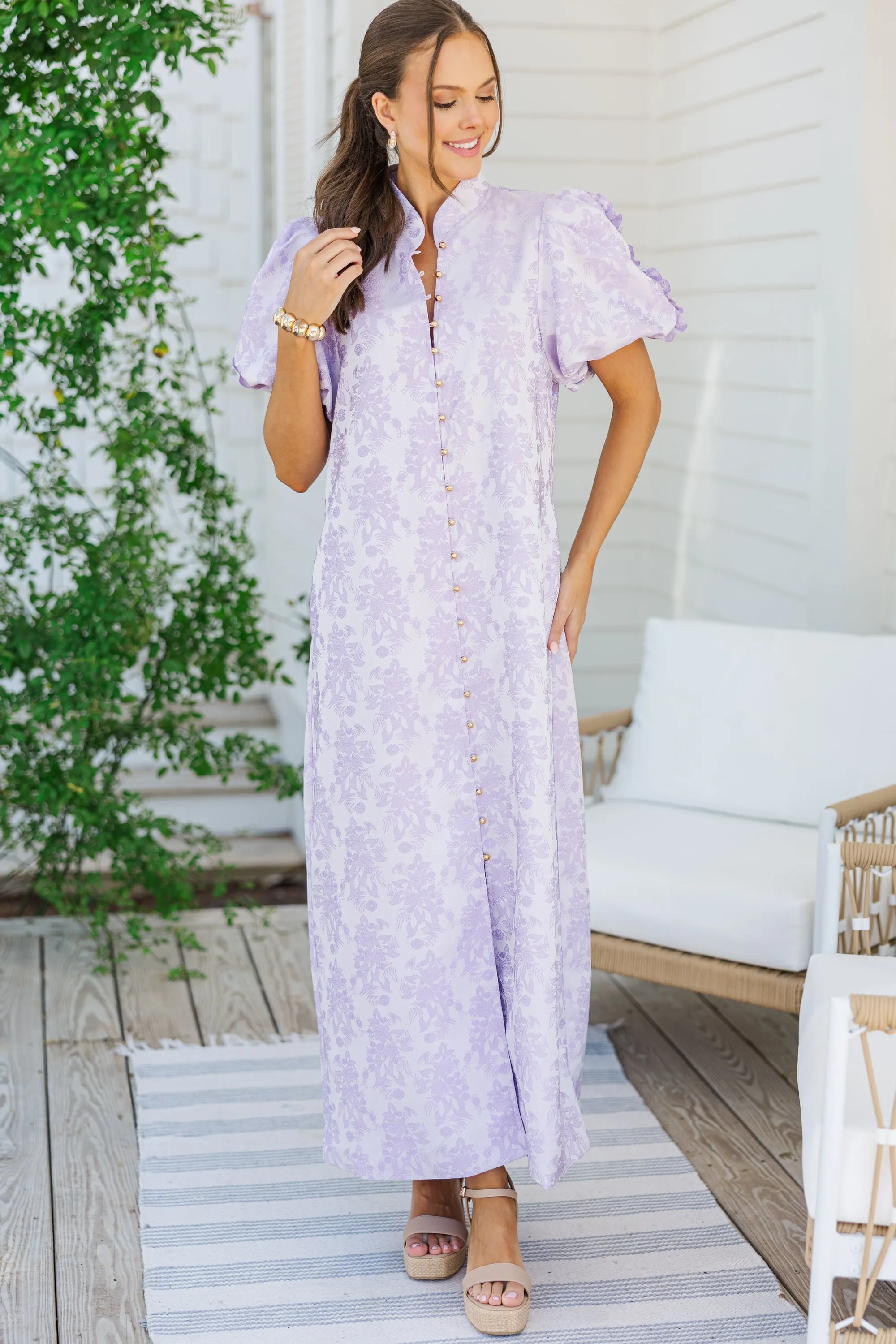 Listen To Me Lavender Purple Floral Midi Dress