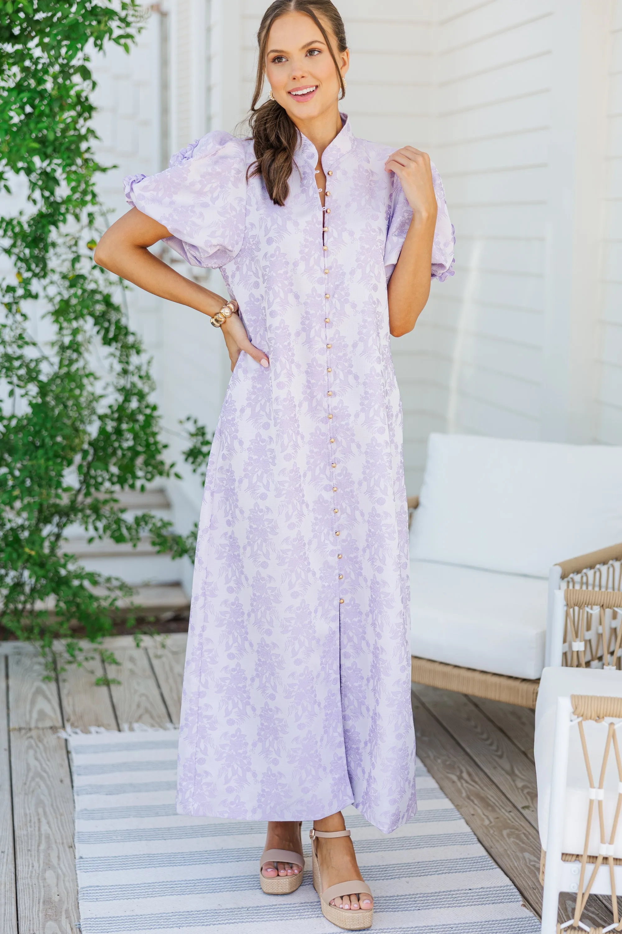 Listen To Me Lavender Purple Floral Midi Dress