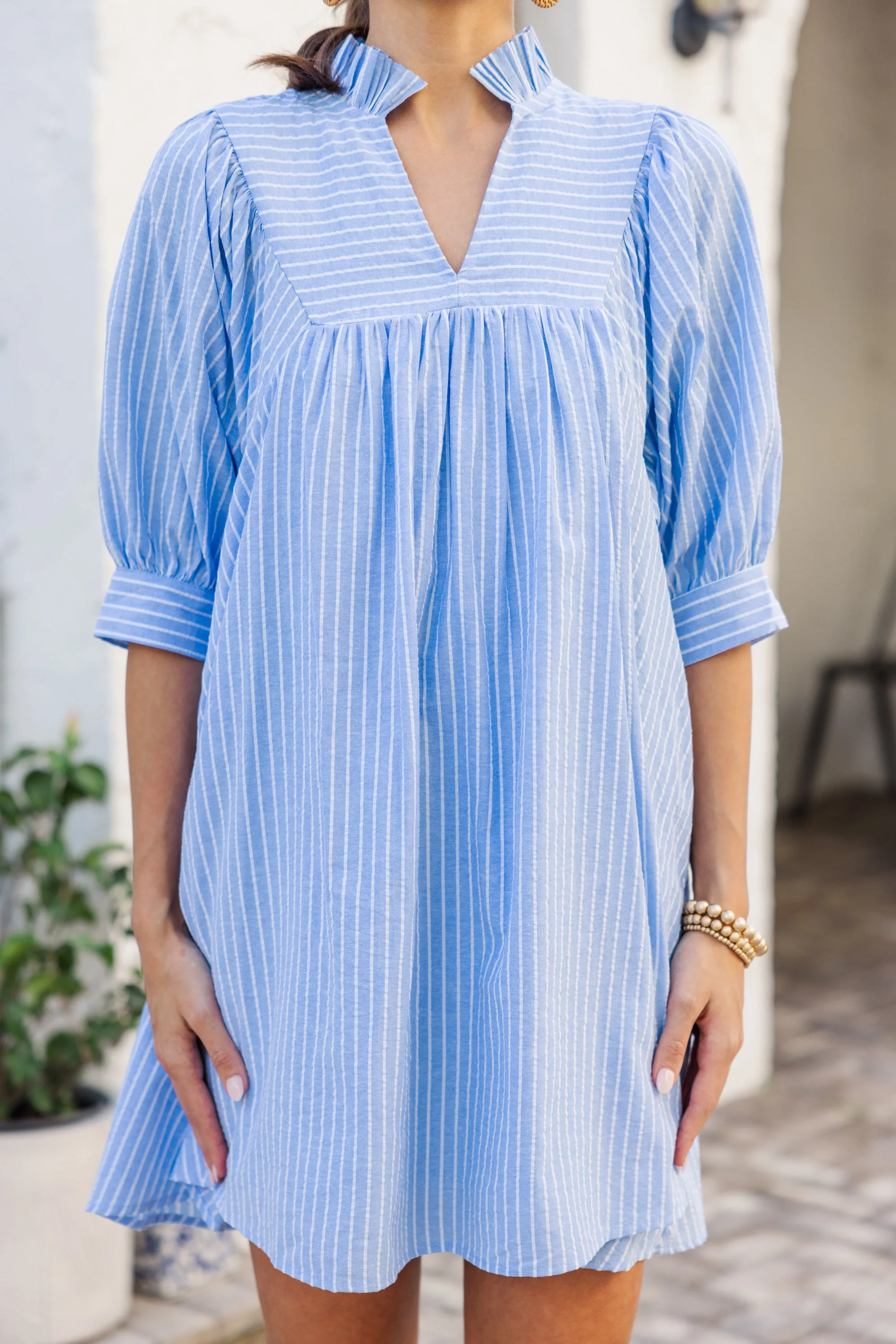 Little Moments Light Blue Babydoll Dress