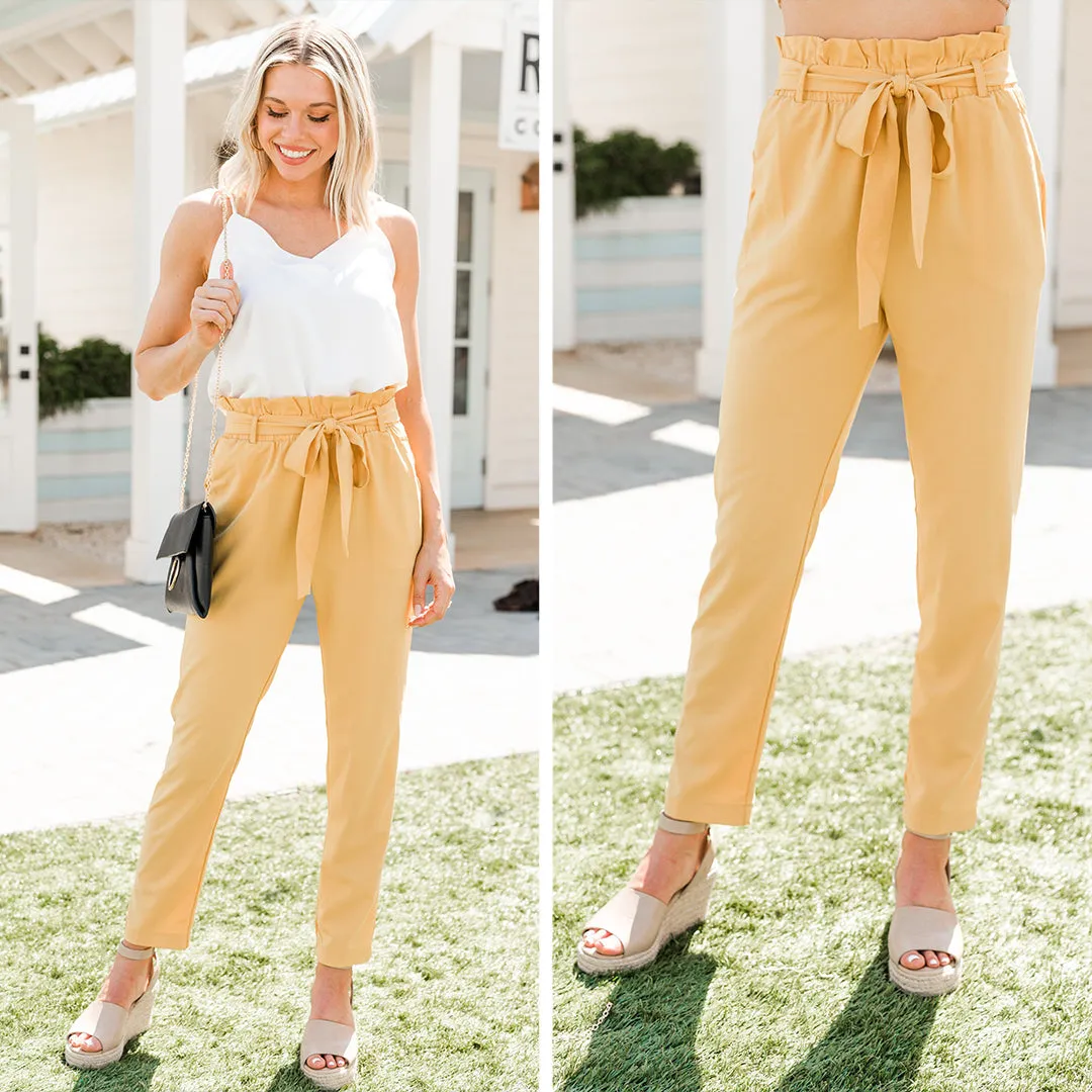 Live For Now Yellow Paperbag Pants