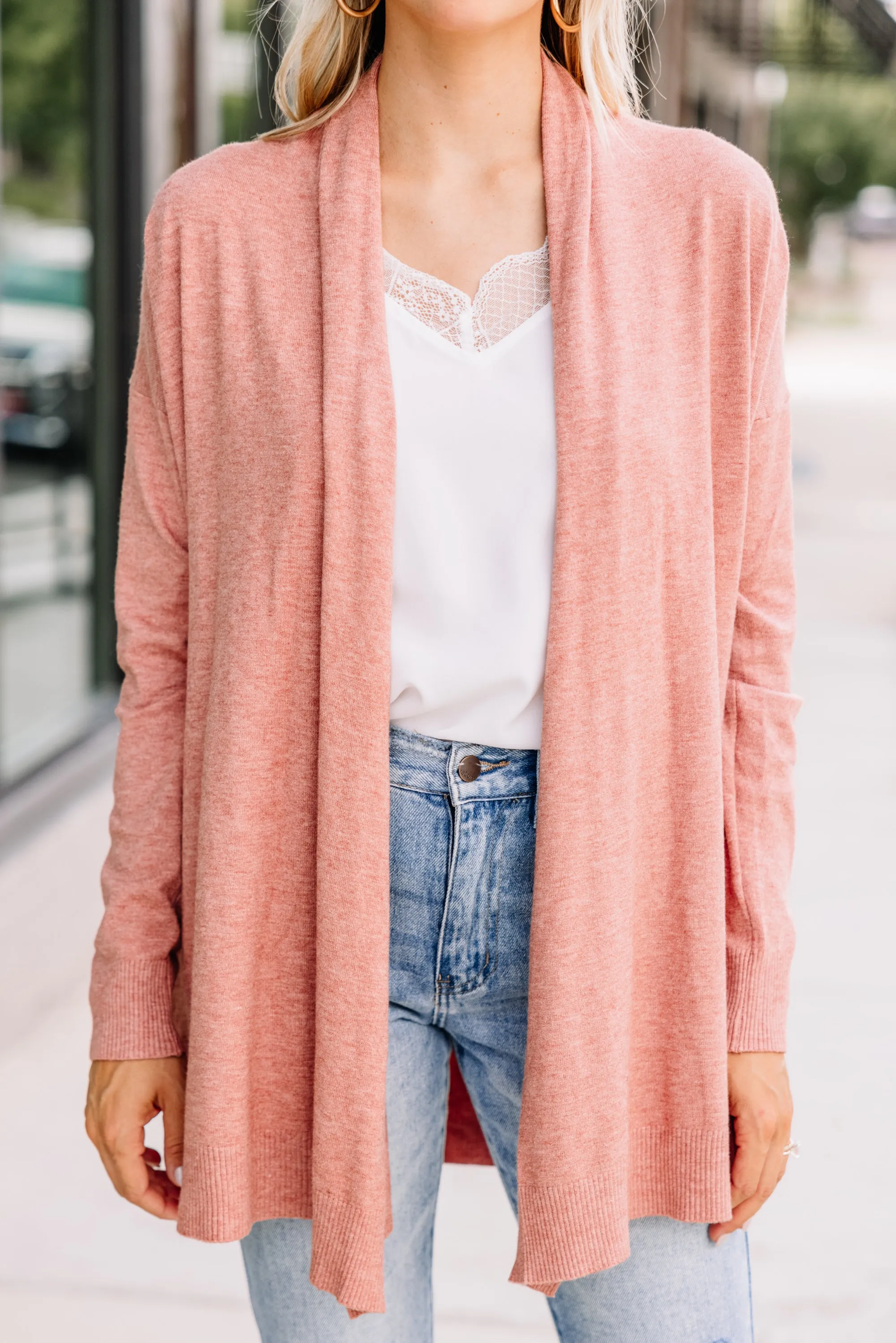 Living A Dream Heather Dust Rose Pink Cardigan