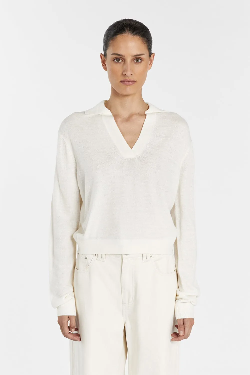 LOGAN CREAM POLO NECK JUMPER