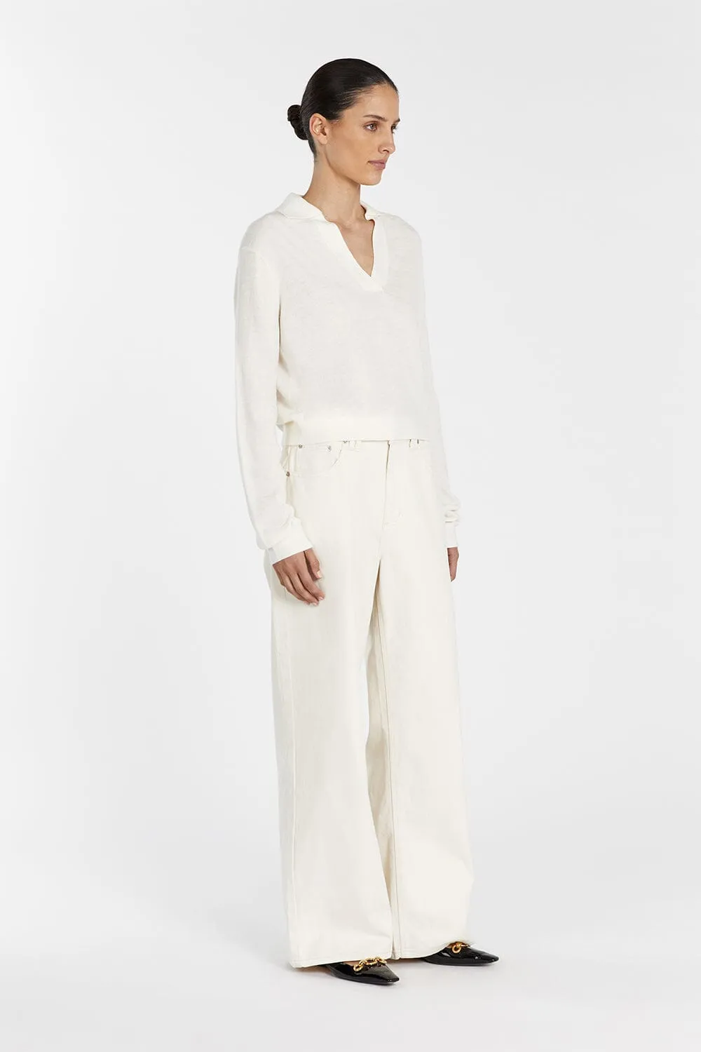 LOGAN CREAM POLO NECK JUMPER