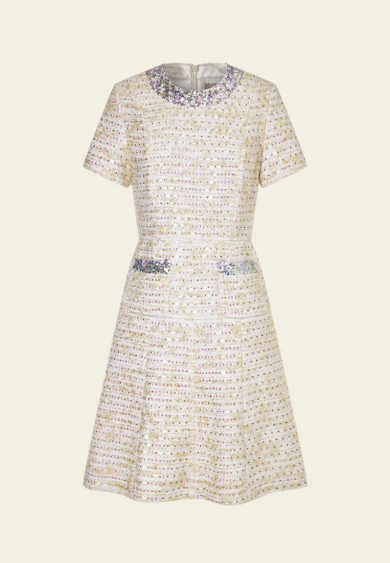 Luxurious Sequined Tweed Dress