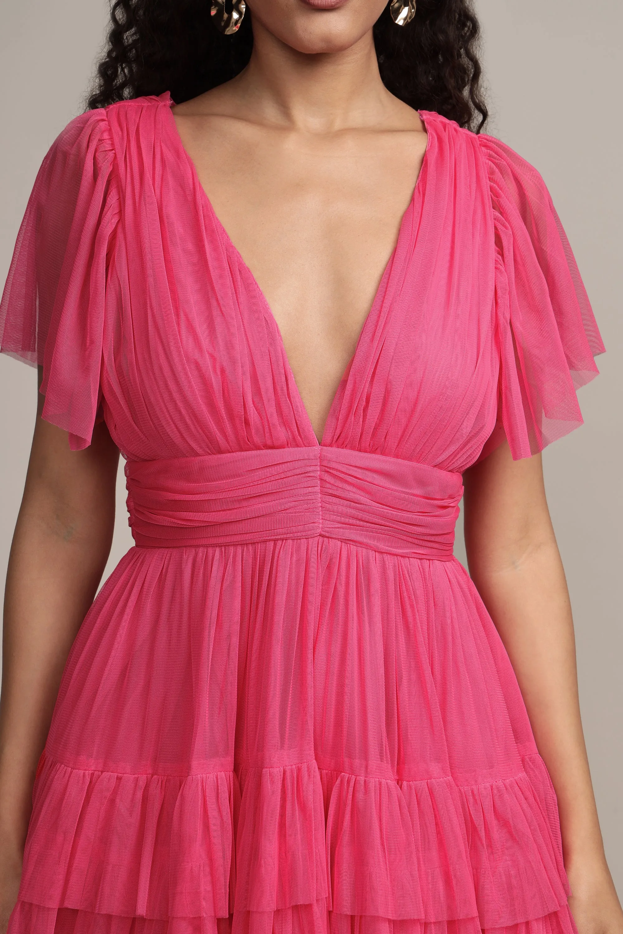 Madison Bright Pink Tulle Mini Dress