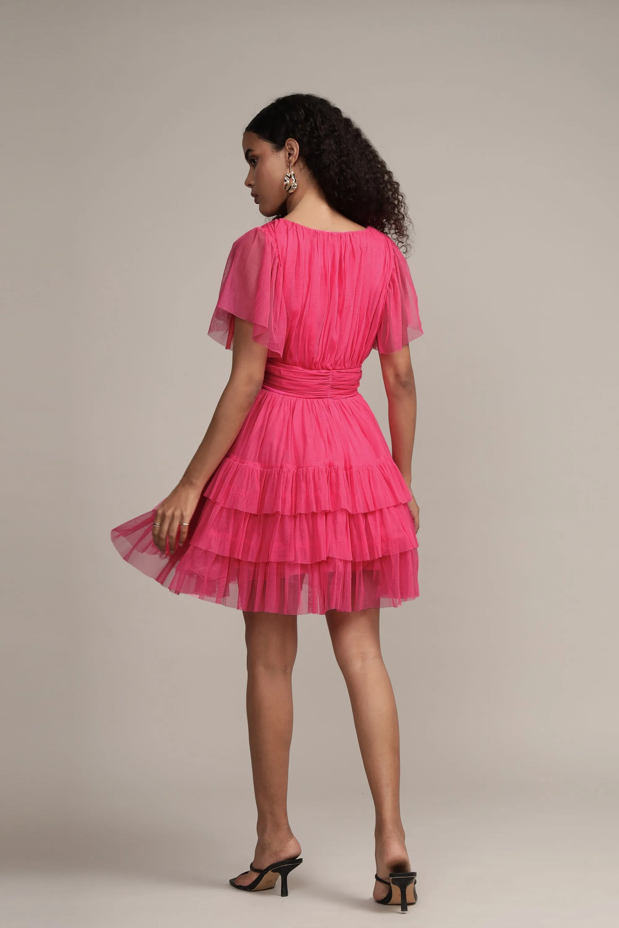 Madison Bright Pink Tulle Mini Dress