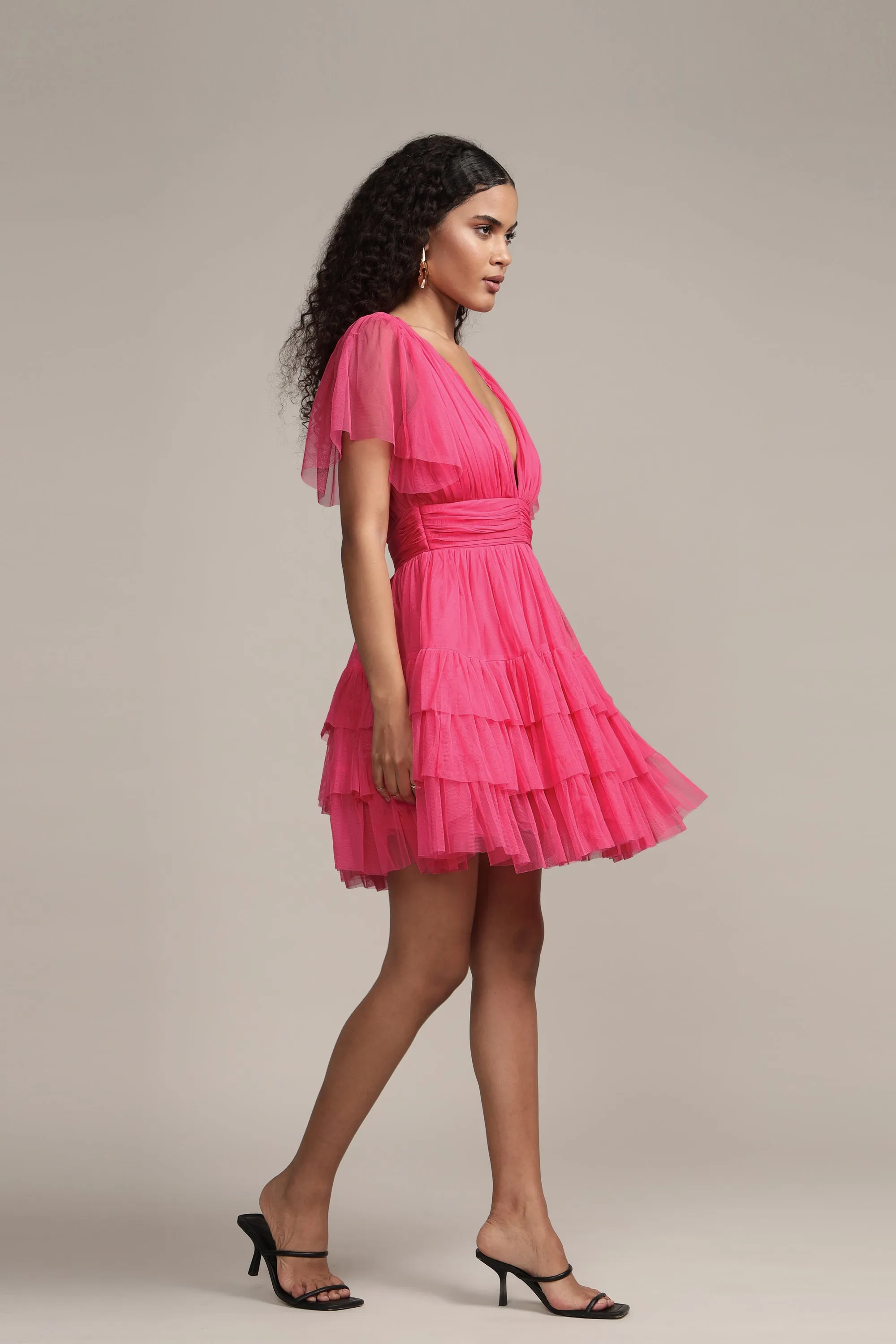 Madison Bright Pink Tulle Mini Dress