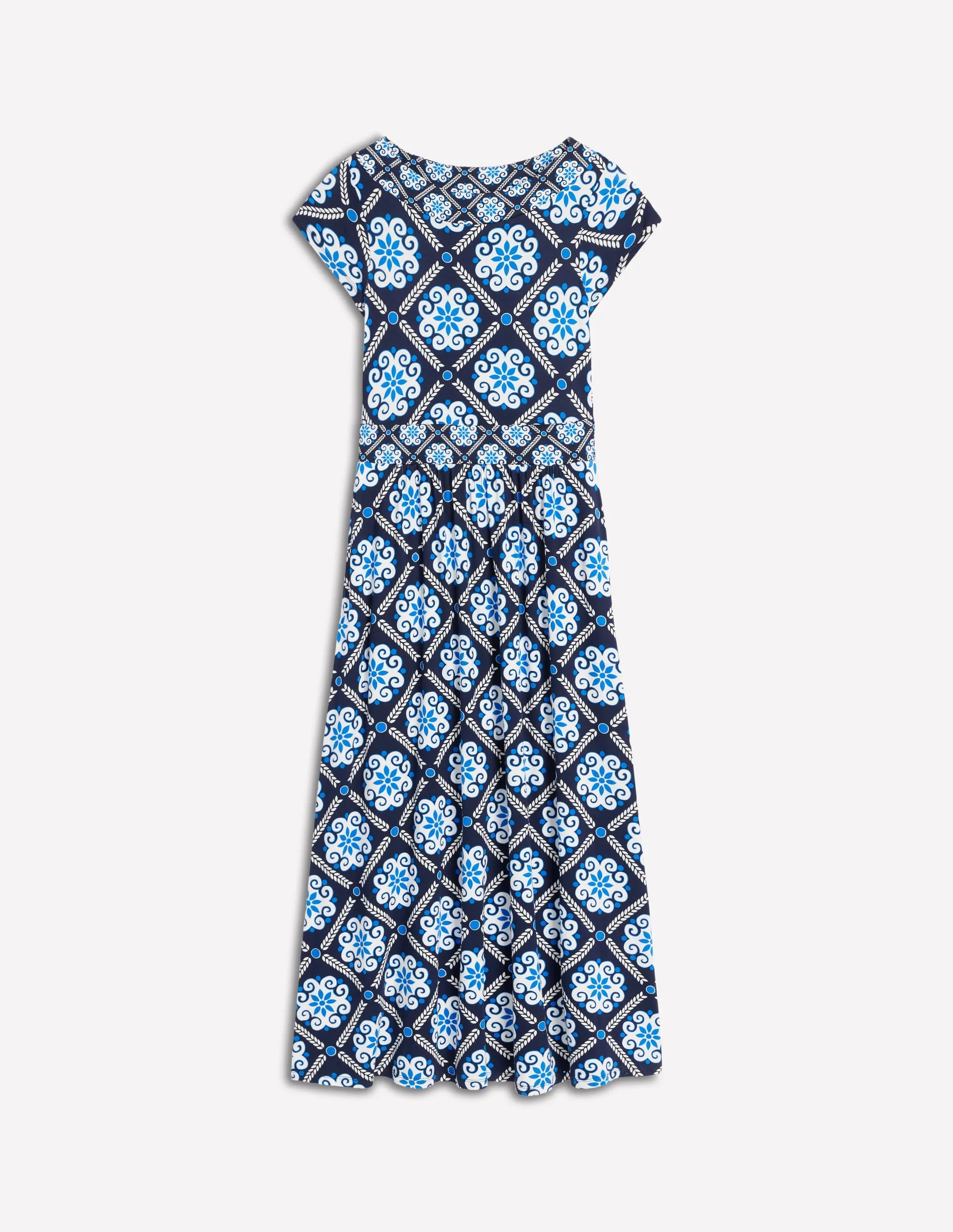Melanie Jersey Midi Dress-French Navy. Baroque Tile